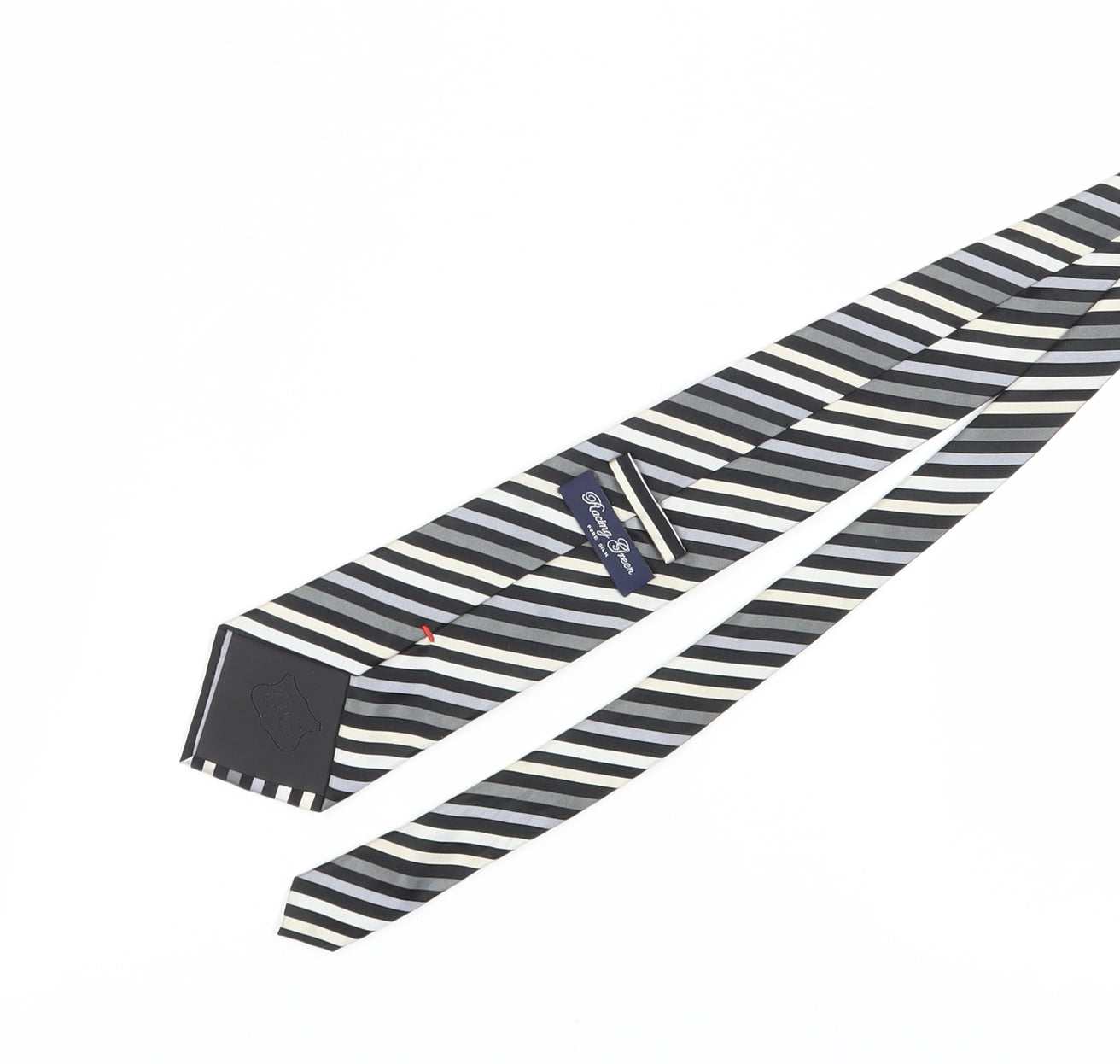 Racing Green Men's Black Striped Silk Tie