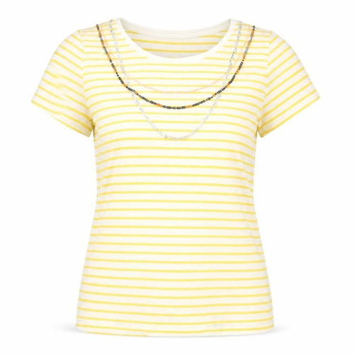 Marks and Spencer Women's Yellow Striped T-Shirt, Size 14