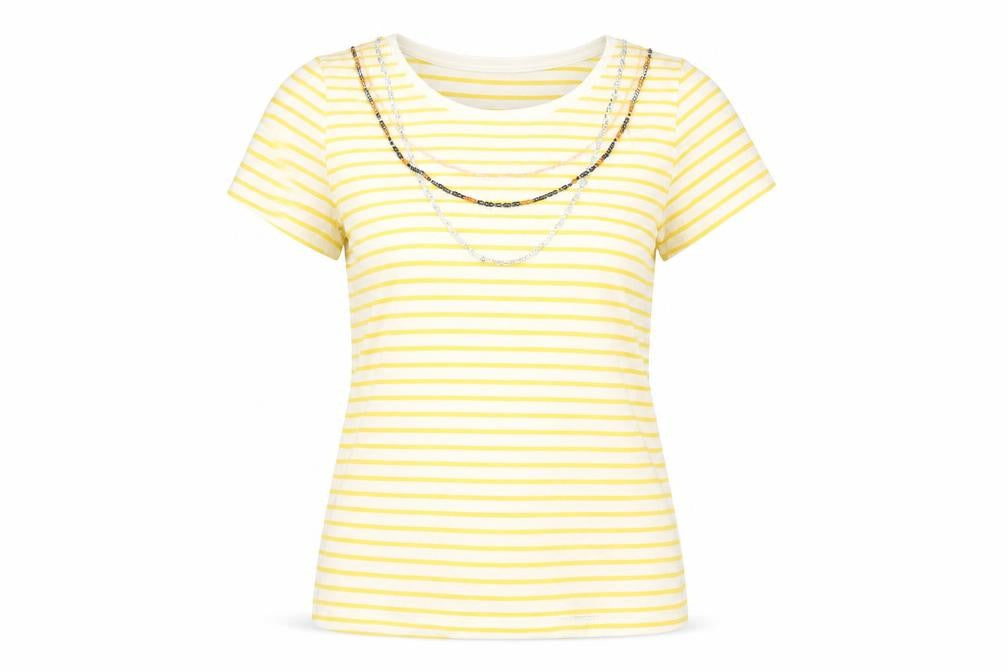 Marks and Spencer Women's Yellow Striped T-Shirt, Size 14