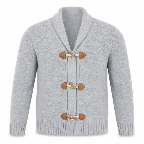 H&M Boys Grey Cardigan 11-12 Years Wool Blend Elbow Patches