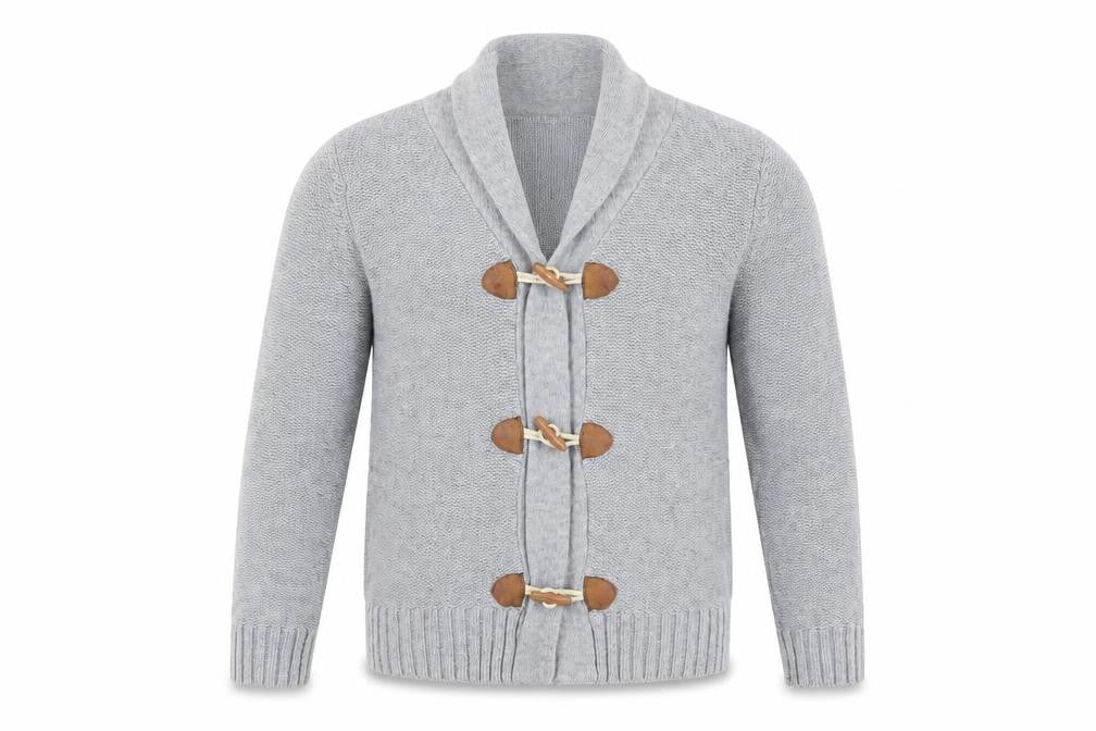 H&M Boys Grey Cardigan 11-12 Years Wool Blend Elbow Patches