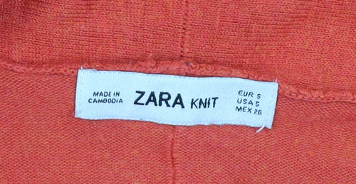 Zara Womens Orange Cowl Neck Cardigan Size S