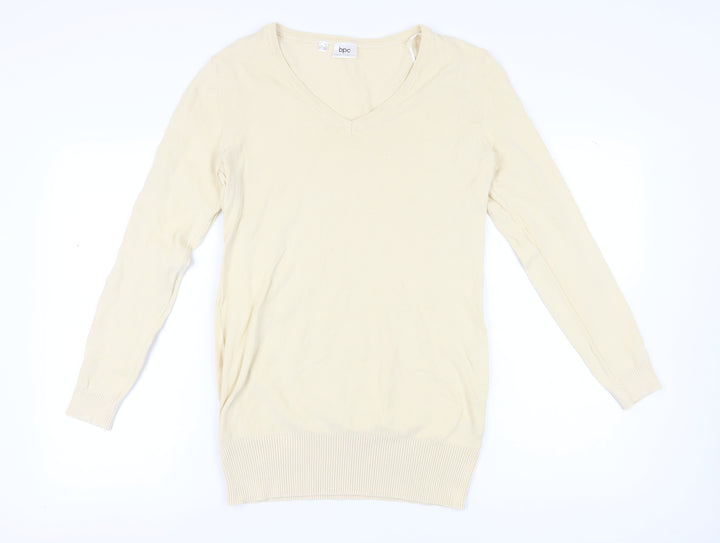 Bonprix Women’s Beige V-Neck Pullover Jumper Size 12