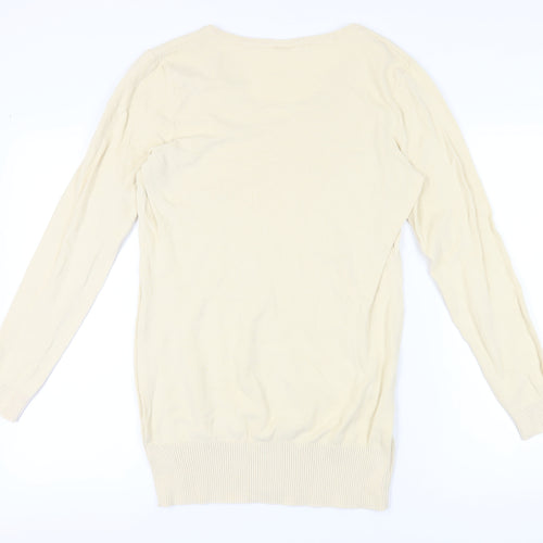 Bonprix Women’s Beige V-Neck Pullover Jumper Size 12