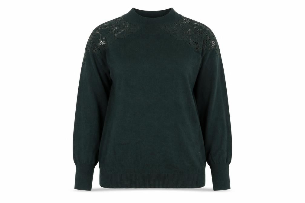 Front view of Wallis Women's Green jumper, size S, High Neck