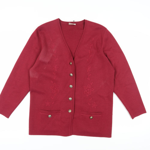 Eastex Women's Red V-Neck Cardigan Size 12
