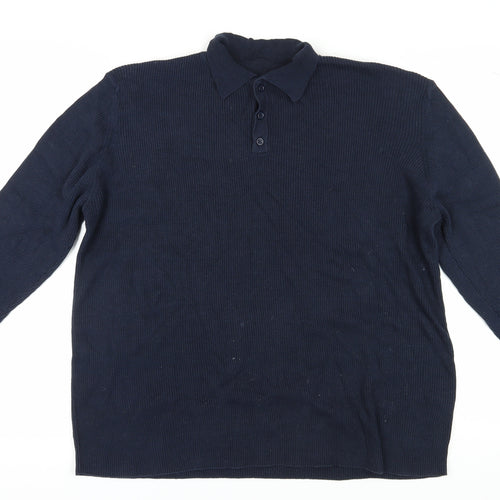 ASOS DESIGN Men's Blue Collared Knit Pullover Size L