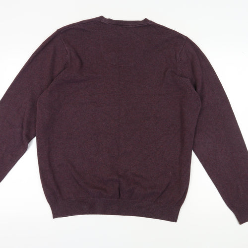 Marks and Spencer Men's Purple V-Neck Jumper, Size L