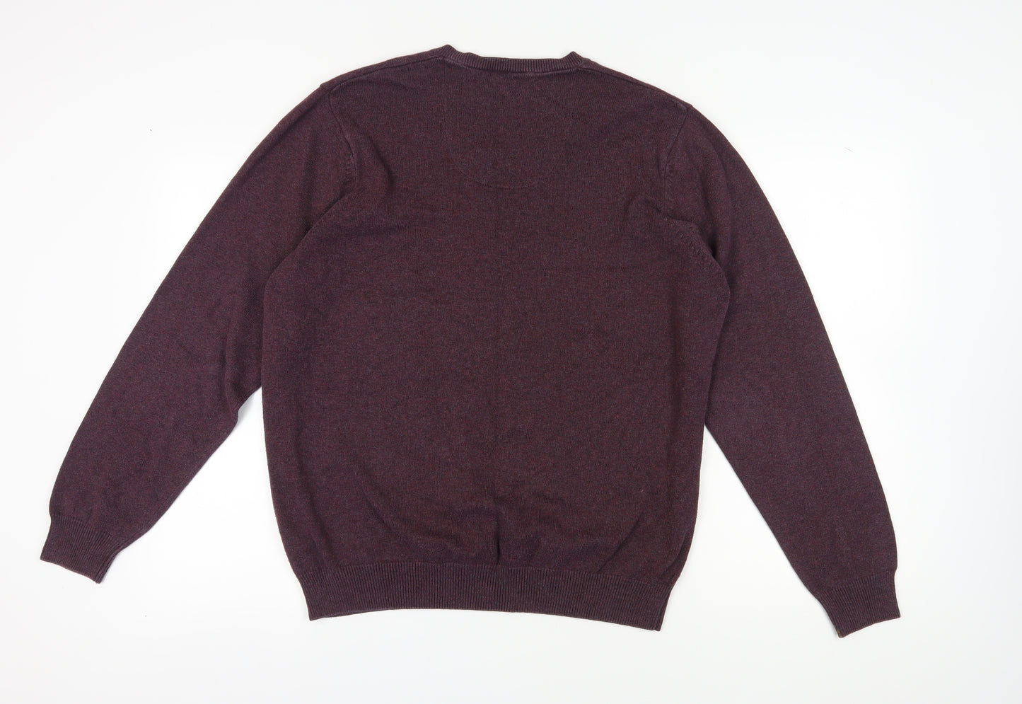 Marks and Spencer Men's Purple V-Neck Jumper, Size L