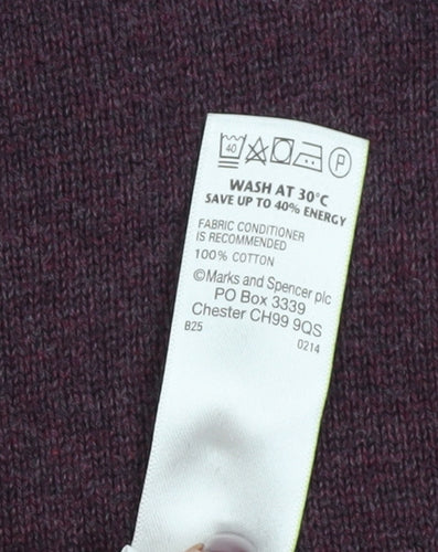 Marks and Spencer Men's Purple V-Neck Jumper, Size L