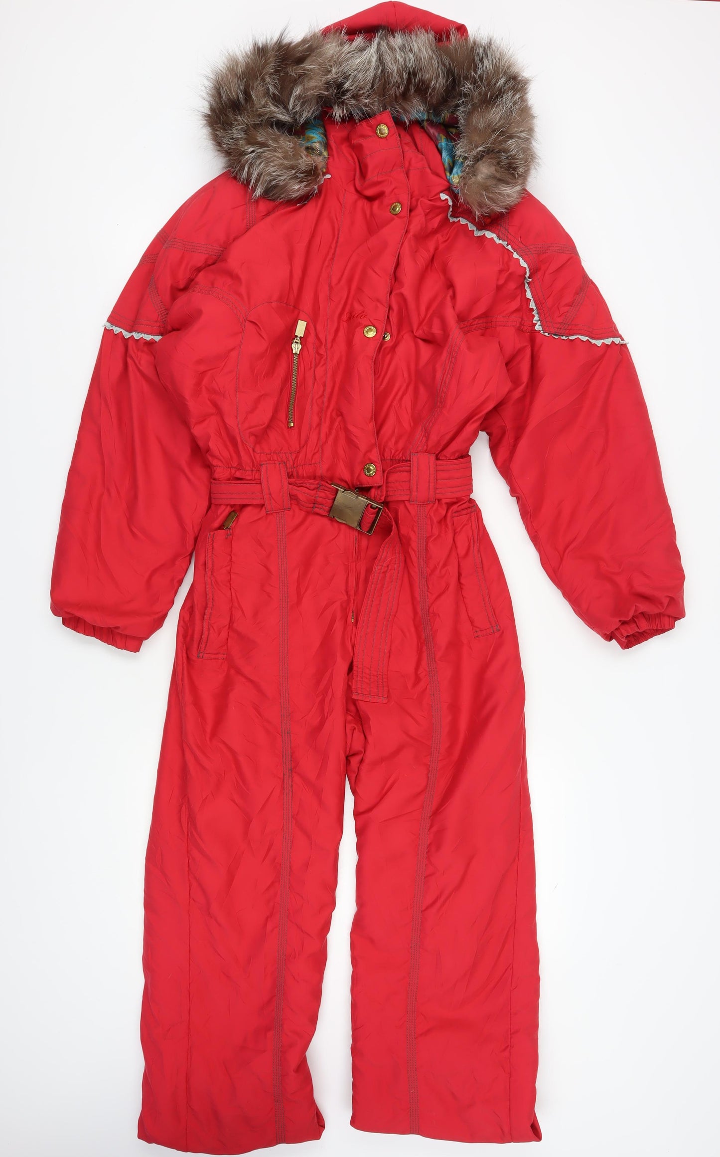 SKILA Women's Red Ski Jacket, Size 10, Long Hooded