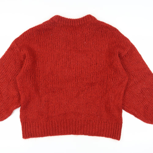 Zara Women's Red Knit Pullover Jumper, Size S, Crew Neck