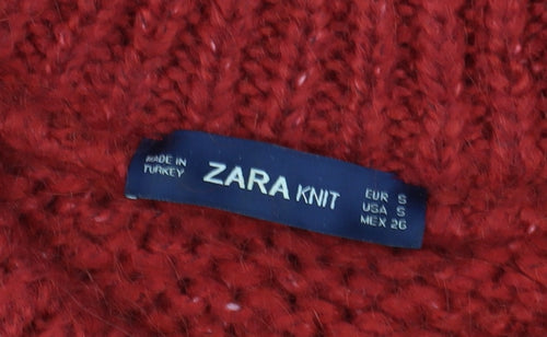 Zara Women's Red Knit Pullover Jumper, Size S, Crew Neck