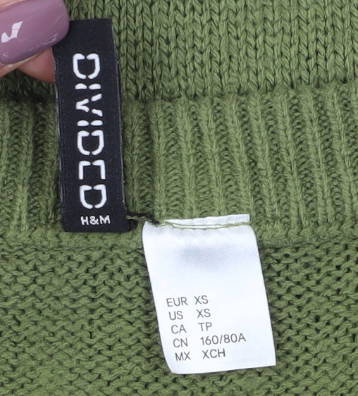 H&M Women's Green XS Crew Neck Pullover Jumper