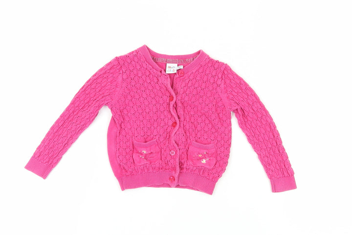 Mini Club Pink Cardigan Unisex 18-24M Cotton Knit