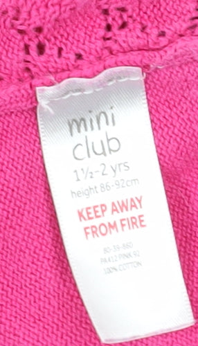 Mini Club Pink Cardigan Unisex 18-24M Cotton Knit