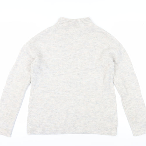 Next Women's Ivory Mock Neck Beaded Jumper Size 12