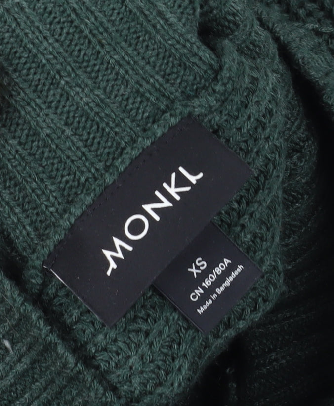 Monki Unisex Green High Neck Knit Pullover XS