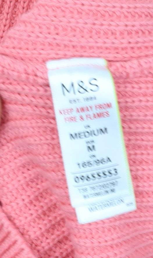 Marks and Spencer Women's Pink Cotton Pullover Jumper M