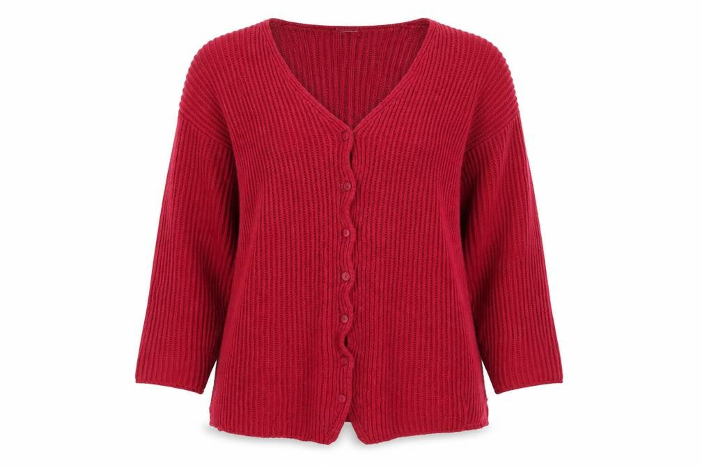 Front view of Next Women's Red Cardigan Large Cotton Knit