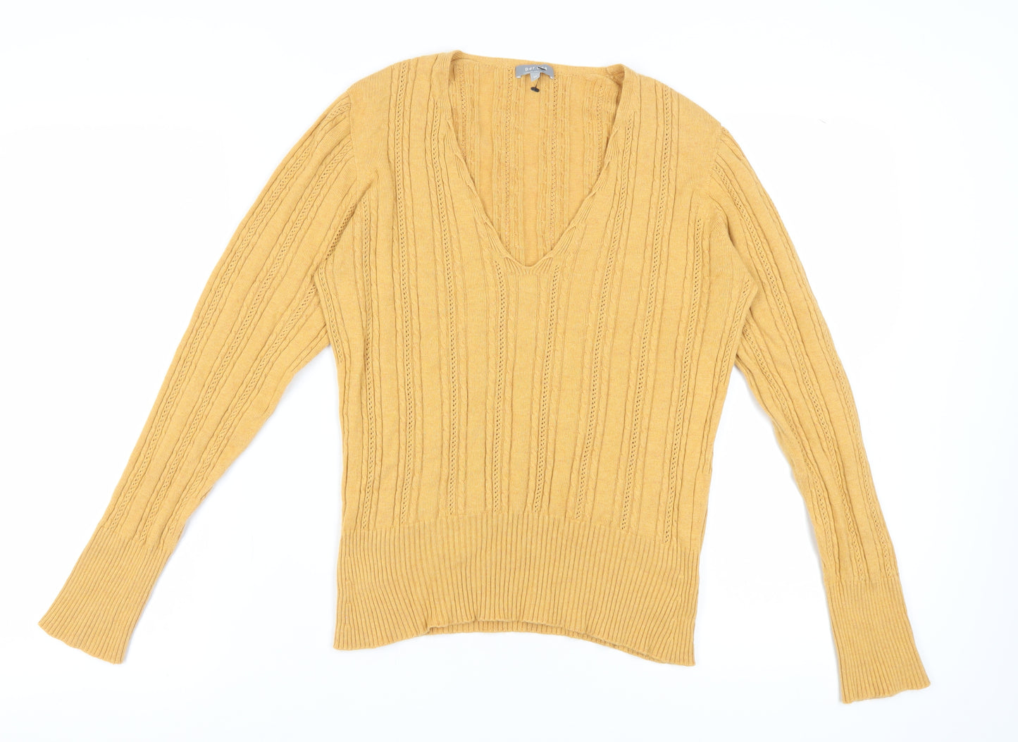Per Una Women's Classic Yellow V-Neck Pullover Jumper Size 16