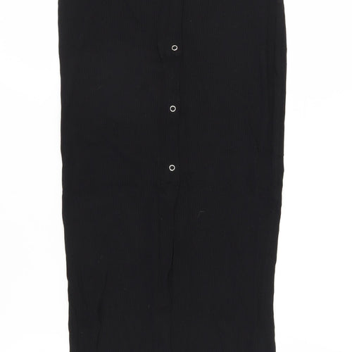 ASOS Women's Black Size 10 Pencil Skirt with Button Accent