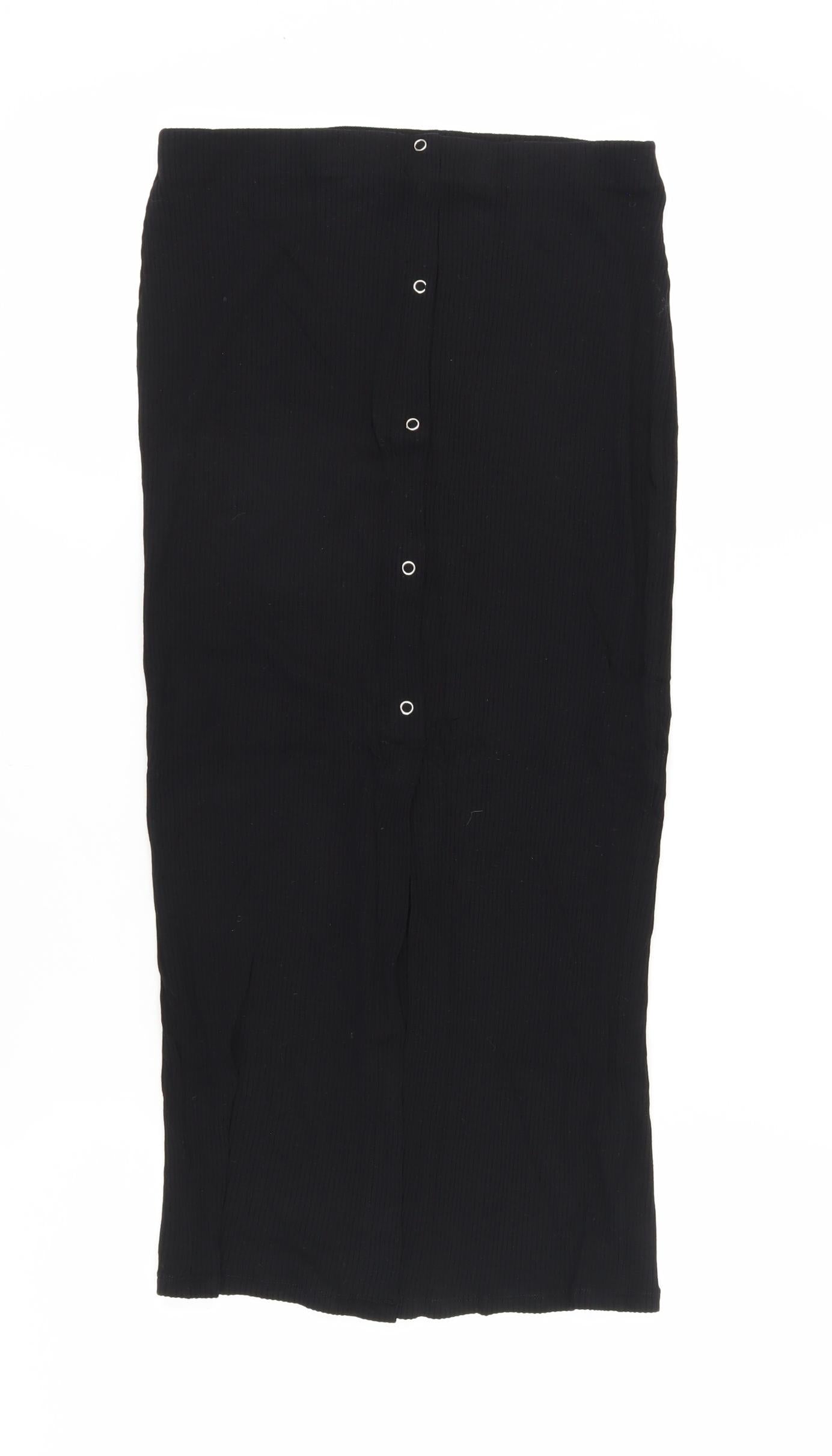 ASOS Women's Black Size 10 Pencil Skirt with Button Accent