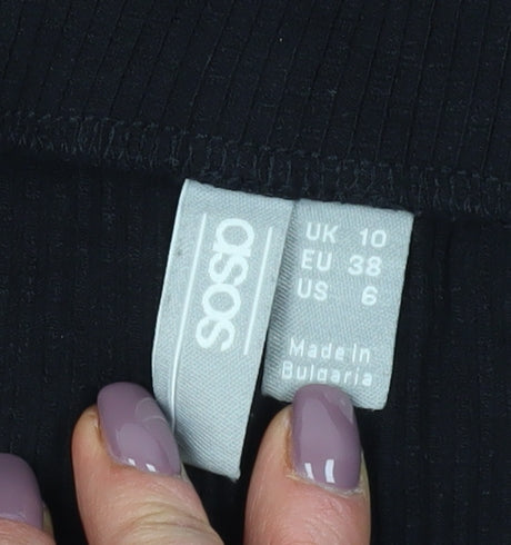 ASOS Women's Black Size 10 Pencil Skirt with Button Accent