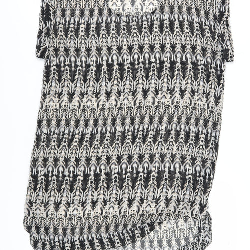 H&M Women's Black Geometric T-Shirt, Size 8, Casual