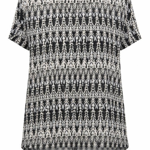 H&M Women's Black Geometric T-Shirt, Size 8, Casual