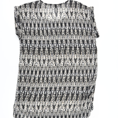 H&M Women's Black Geometric T-Shirt, Size 8, Casual