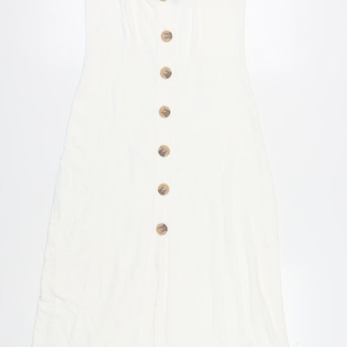 ASOS Women's White Slip Dress UK 10 Button Midi