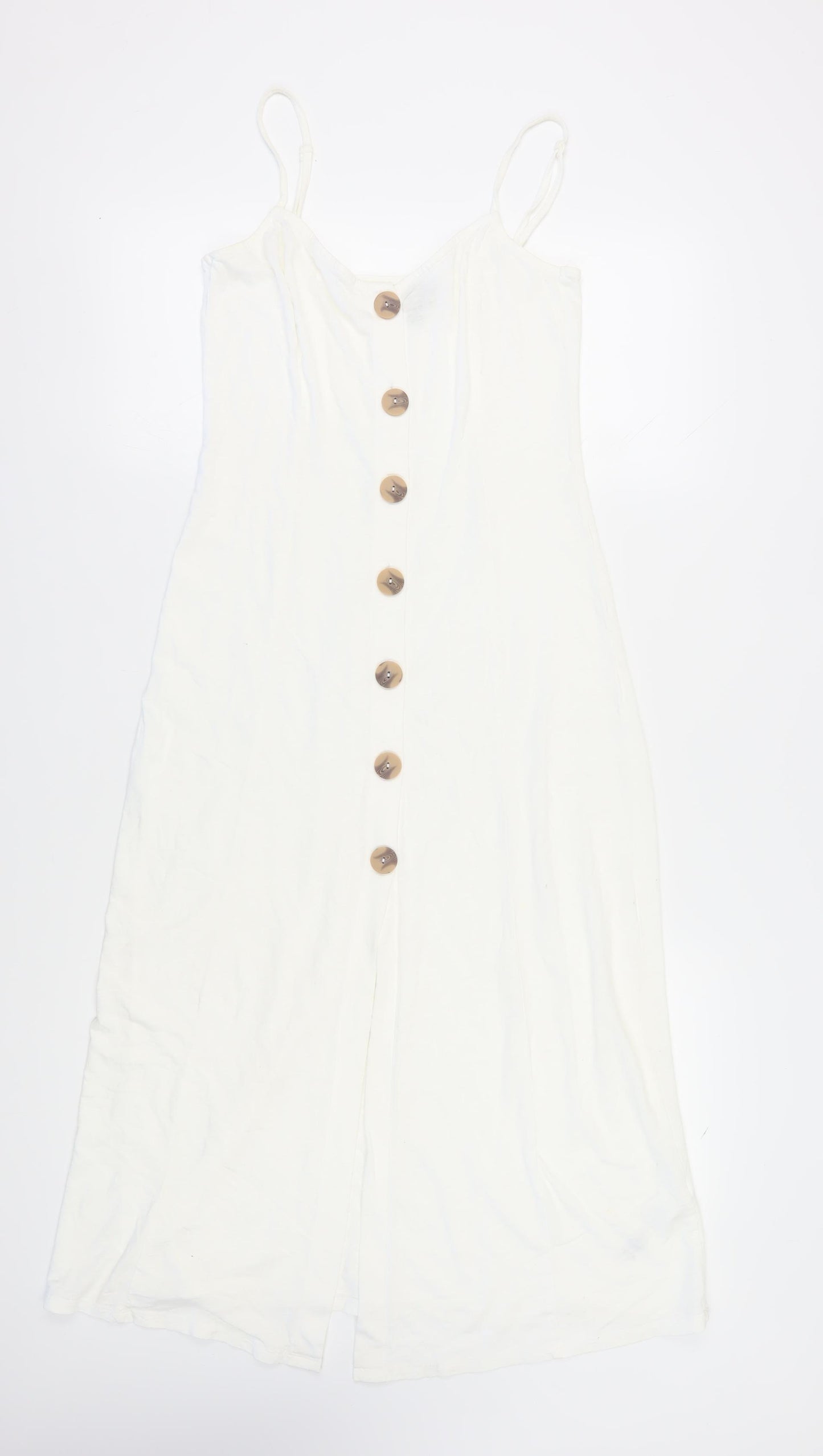 ASOS Women's White Slip Dress UK 10 Button Midi