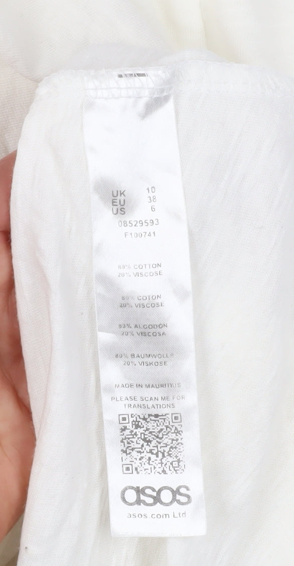 ASOS Women's White Slip Dress UK 10 Button Midi