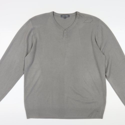 Marks and Spencer Men's Grey XL Henley Jumper