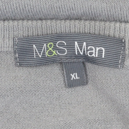 Marks and Spencer Men's Grey XL Henley Jumper