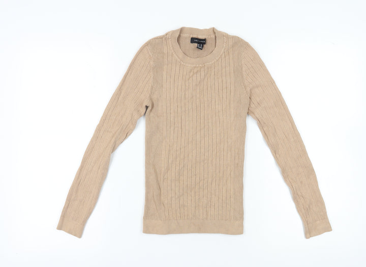 New Look Women's Beige Crew Neck Knit Pullover Size 12