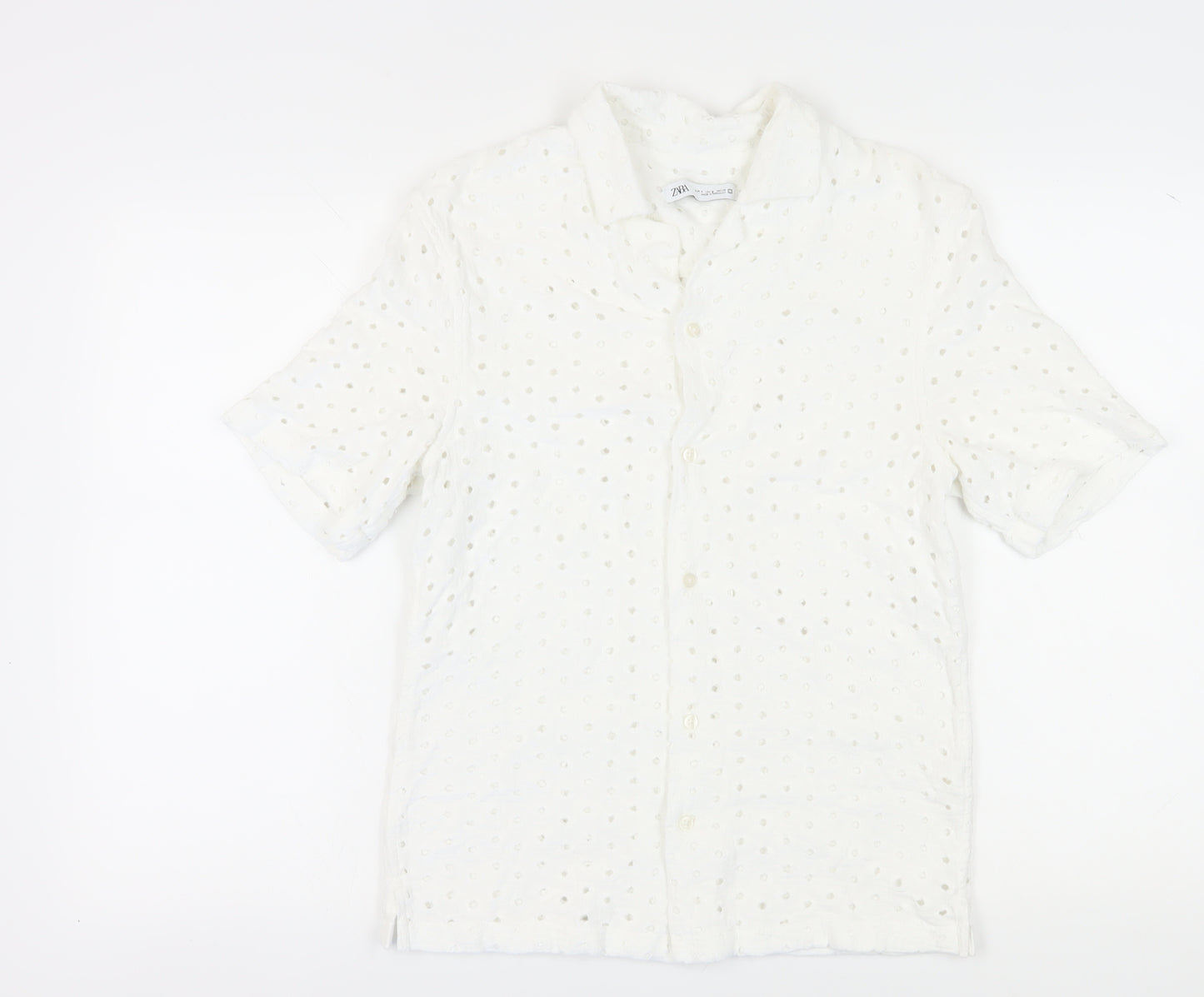 Zara Women's White Button-Up Shirt Size 10