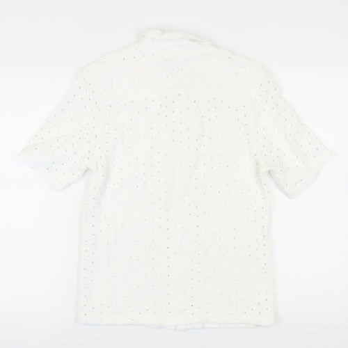 Zara Women's White Button-Up Shirt Size 10