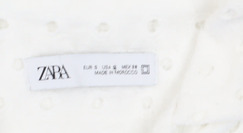 Zara Women's White Button-Up Shirt Size 10