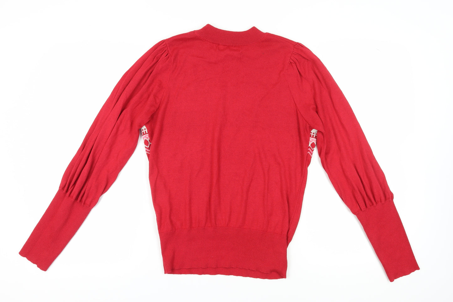 NEXT Women's Red Fair Isle Jumper Size 14 Winter Warmth