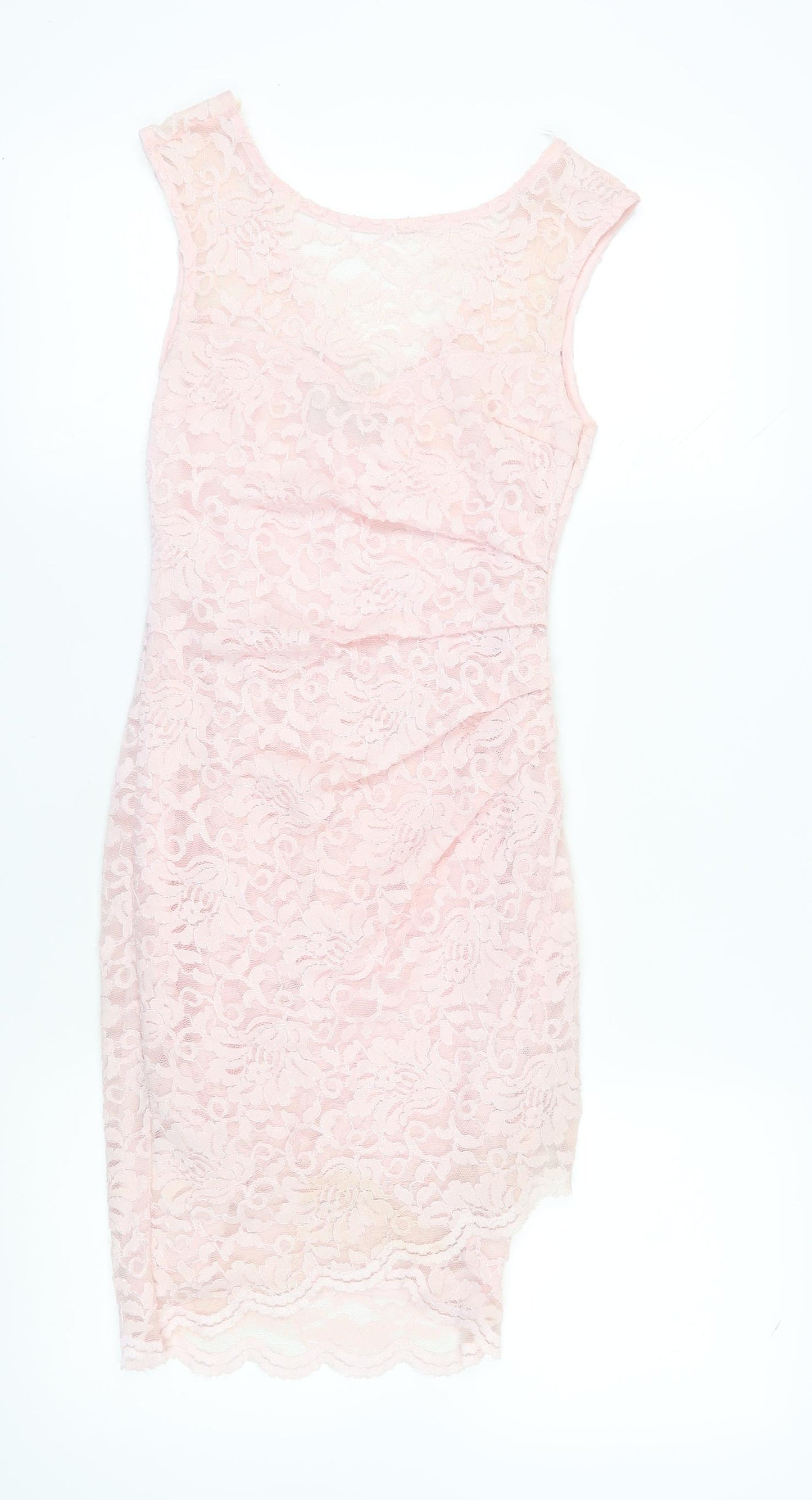 Lipsy Women’s Pink Lace Bodycon Dress Size 10