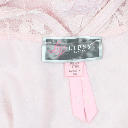 Lipsy Women’s Pink Lace Bodycon Dress Size 10