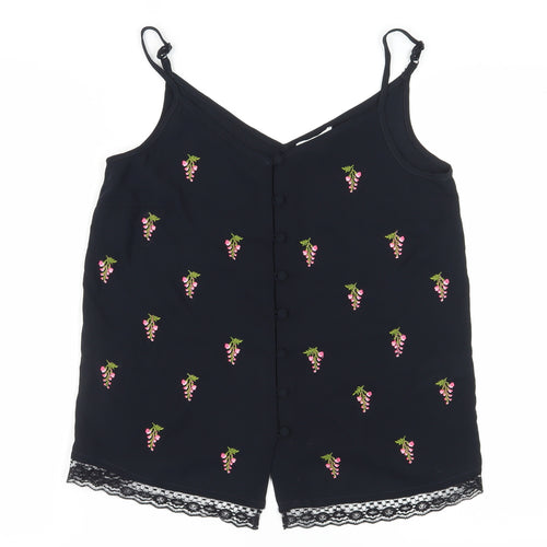 Warehouse Women's Black Camisole with Embroidery Size 10