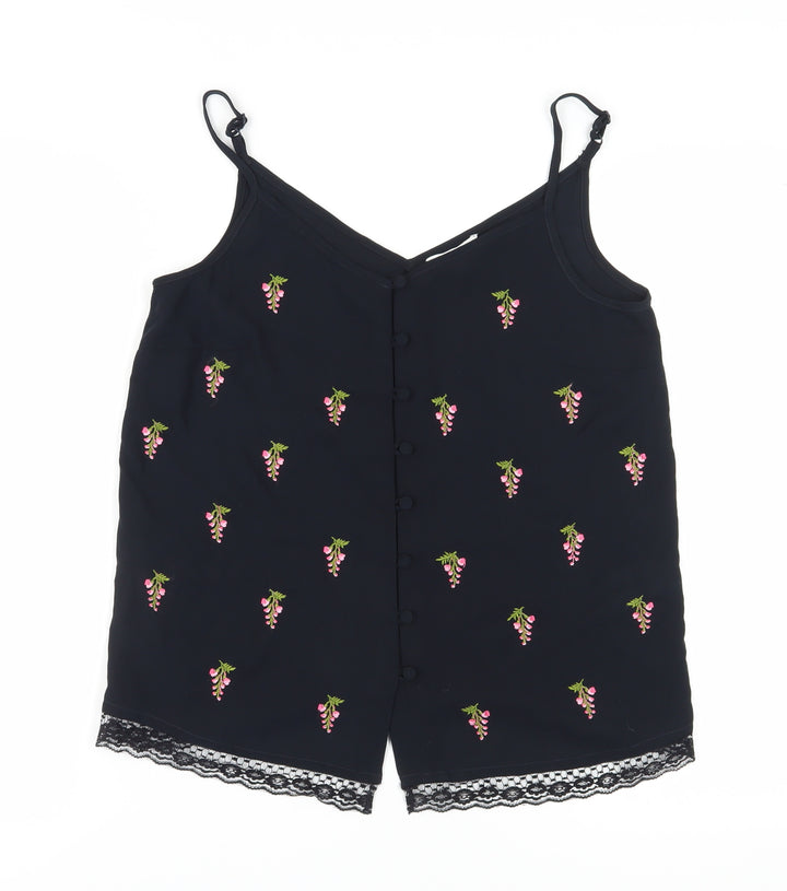 Warehouse Women's Black Camisole with Embroidery Size 10
