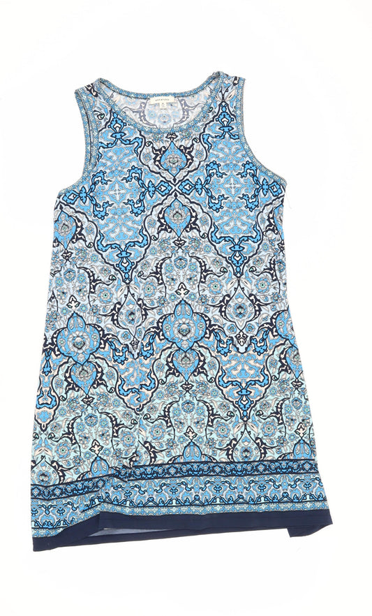 Max Studio Women's Blue Geometric Shift Dress Size M