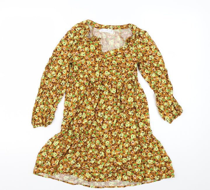 Zara Girls Multicoloured Floral Dress, Age 9, Long Sleeve