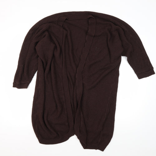 Boohoo Women's Brown Cardigan S/M 3/4 Sleeve Acrylic