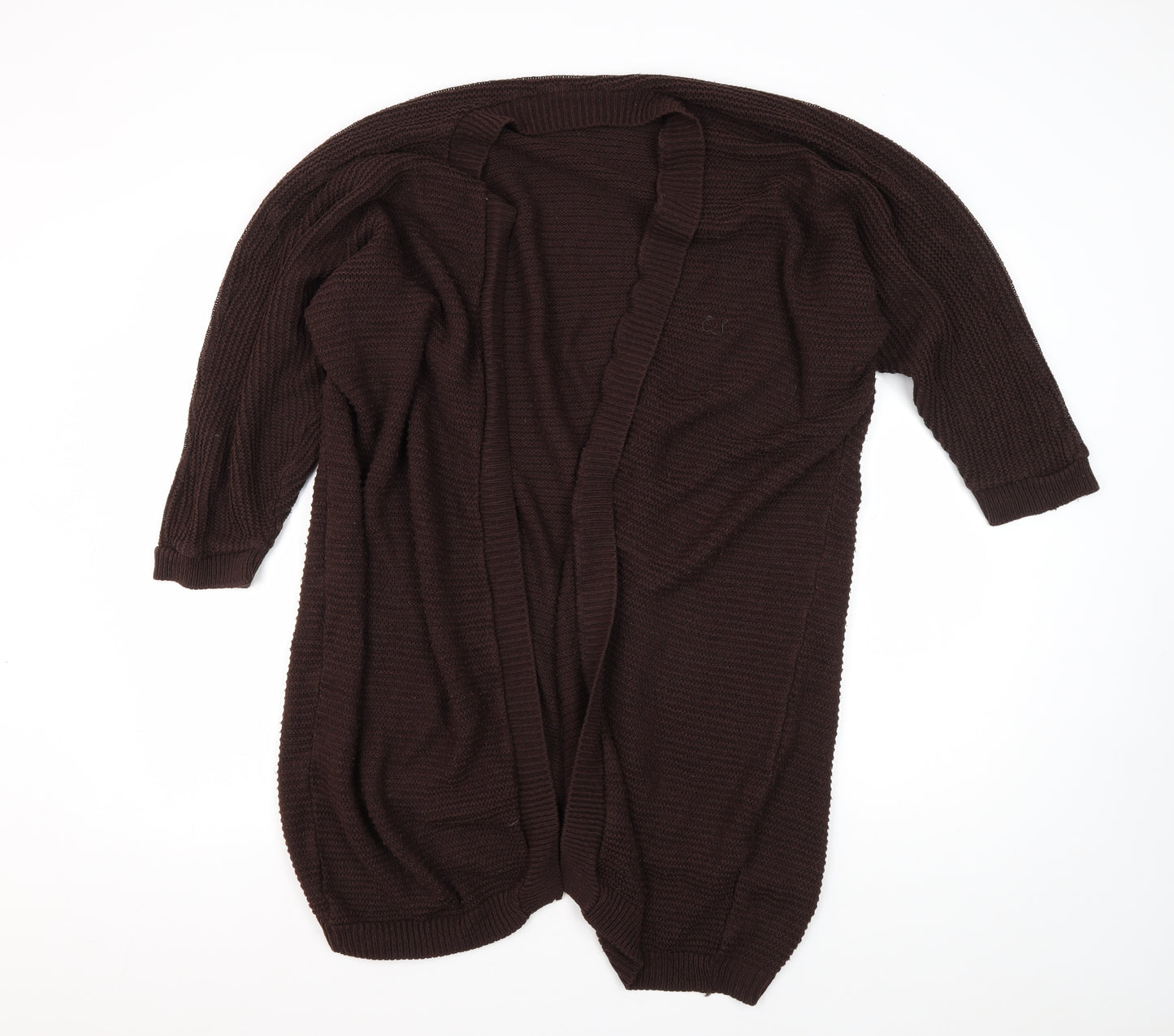 Boohoo Women's Brown Cardigan S/M 3/4 Sleeve Acrylic