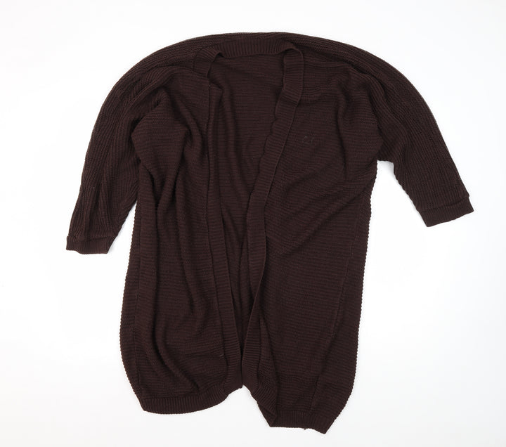 Boohoo Women's Brown Cardigan S/M 3/4 Sleeve Acrylic